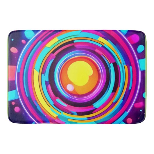 Neon Cirkel Vortex Patroon Badmat (Voorkant)
