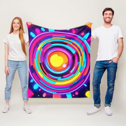 Neon Cirkel Vortex Patroon Fleece Deken (In situ)