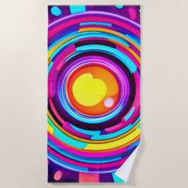 Neon Cirkel Vortex Patroon Strandlaken