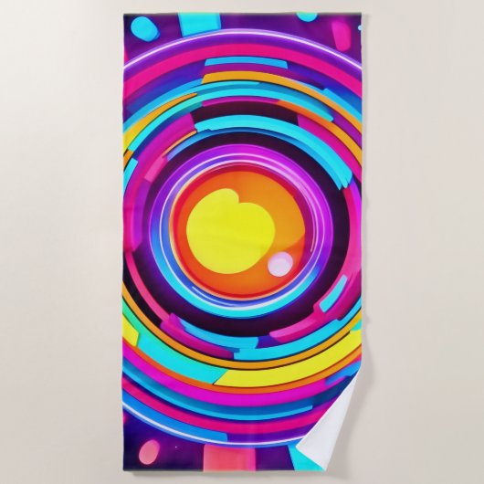 Neon Cirkel Vortex Patroon Strandlaken (Voorkant)