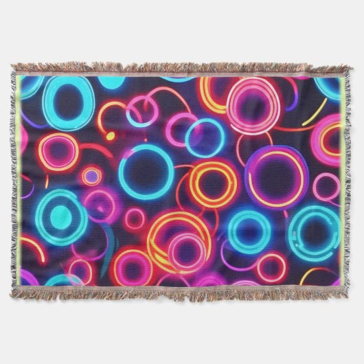Neon Cirkels: Een Levendig Visueel Feest Deken (Voorkant)