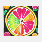 Neon Citrus Fruit Fiesta Fleece Deken (Voorkant (Horizontaal))