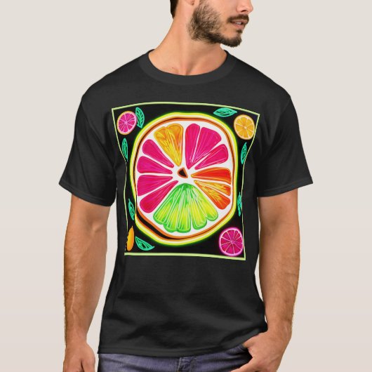 Neon Citrus Fruit Fiesta T-shirt (Voorkant)