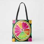 Neon Citrus Fruit Fiesta Tote Bag (Voorkant)