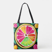 Neon Citrus Fruit Fiesta Tote Bag (Achterkant)