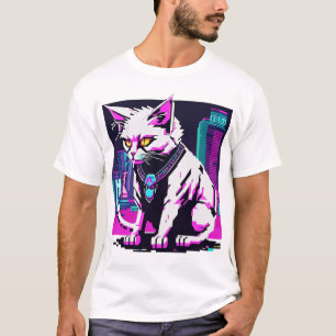 Neon City Cyberpunk Cat T-shirt