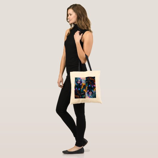 Neon City Girl Canvas tas (Voorkant (model))