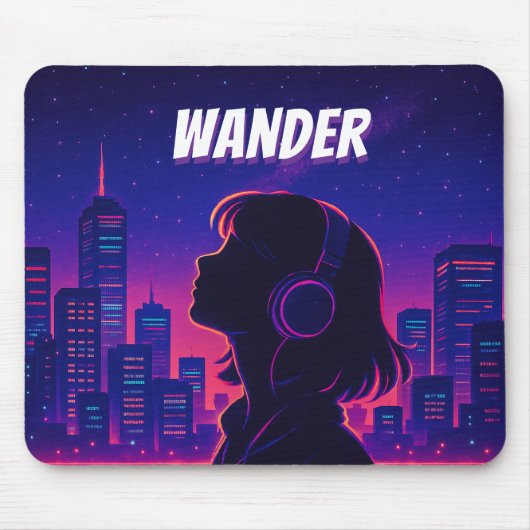 Neon City Night Mousepad Muismat (Voorkant)
