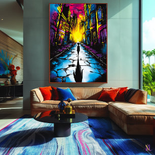 Neon City Shadows – Surrealistische stedelijke Dre Poster