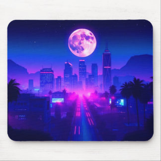 Neon City Synthwave Sunset XL Gaming Bureaumat Muismat
