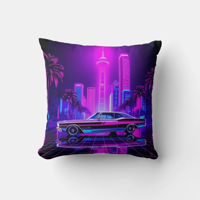 Neon City Tour met Car Pillow Kussen (Voorkant)