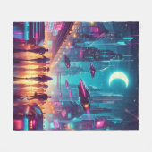 Neon Cityscape Fleece Deken (Voorkant (Horizontaal))
