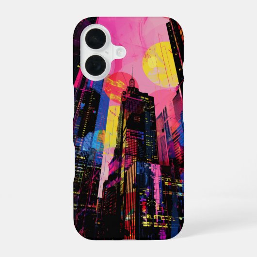 Neon Cityscape iPhone 16 Hoesje (Achterkant)