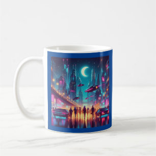 Neon Cityscape Koffiemok