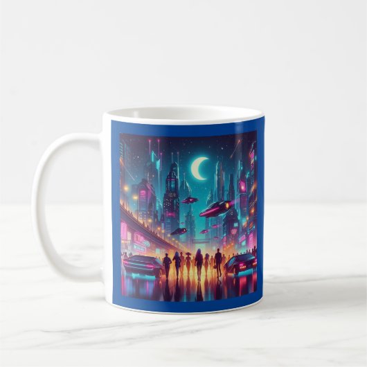Neon Cityscape Koffiemok (Links)
