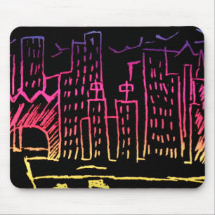Neon Cityscape Muismat