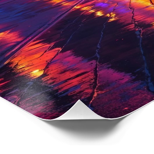 Neon Cityscape Reflections bij Sunset Futuristic Perfect Poster (Hoek)