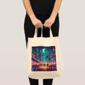 Neon Cityscape Tote Bag (Voorkant (product))