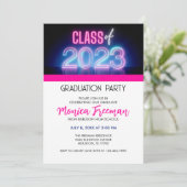 Neon Class of 2023 Graduation Party Invitation Kaart (Staand voorkant)