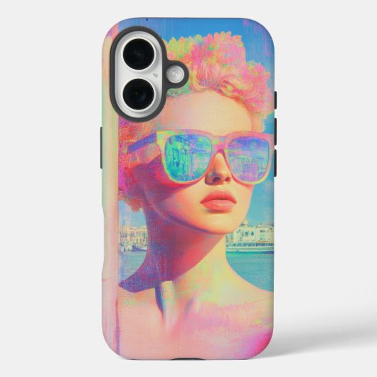 Neon Coastal Beauty met zonnebril Case-Mate iPhone Case (Achterkant)
