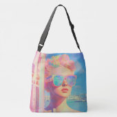 Neon Coastal Beauty met zonnebril Crossbody Tas (Achterkant)