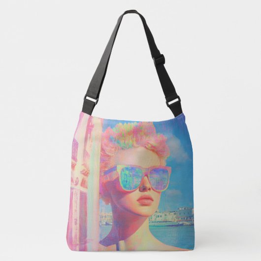 Neon Coastal Beauty met zonnebril Crossbody Tas (Voorkant)