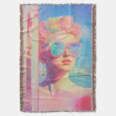 Neon Coastal Beauty met zonnebril Deken (Voorkant Verticaal)