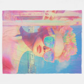 Neon Coastal Beauty met zonnebril Fleece Deken (Voorkant (Horizontaal))