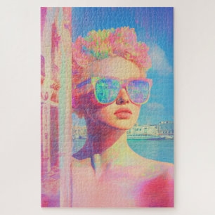 Neon Coastal Beauty met zonnebril Legpuzzel