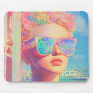 Neon Coastal Beauty met zonnebril Muismat