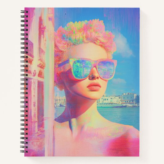 Neon Coastal Beauty met zonnebril Notitieboek (Voorkant)