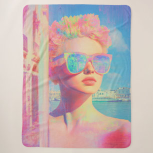 Neon Coastal Beauty met zonnebril Sherpa Deken