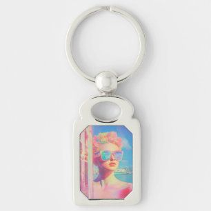 Neon Coastal Beauty met zonnebril Sleutelhanger