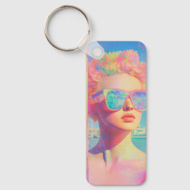 Neon Coastal Beauty met zonnebril Sleutelhanger