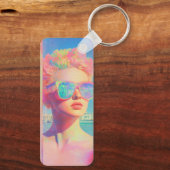 Neon Coastal Beauty met zonnebril Sleutelhanger (Achterkant)