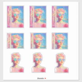 Neon Coastal Beauty met zonnebril Sticker
