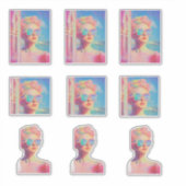 Neon Coastal Beauty met zonnebril Sticker (Voorkant)