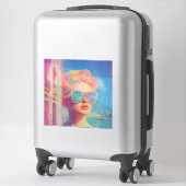 Neon Coastal Beauty met zonnebril Sticker (Koffer)