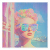 Neon Coastal Beauty met zonnebril Sticker (Voorkant)
