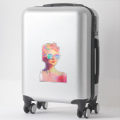 Neon Coastal Beauty met zonnebril Sticker (Koffer)