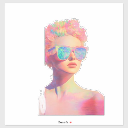 Neon Coastal Beauty met zonnebril Sticker (Vel)