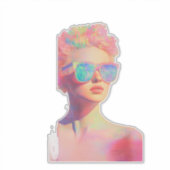 Neon Coastal Beauty met zonnebril Sticker (Voorkant)