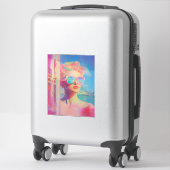 Neon Coastal Beauty met zonnebril Sticker (Koffer)