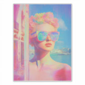 Neon Coastal Beauty met zonnebril Sticker (Voorkant)