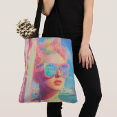 Neon Coastal Beauty met zonnebril Tote Bag (Dichtbij)