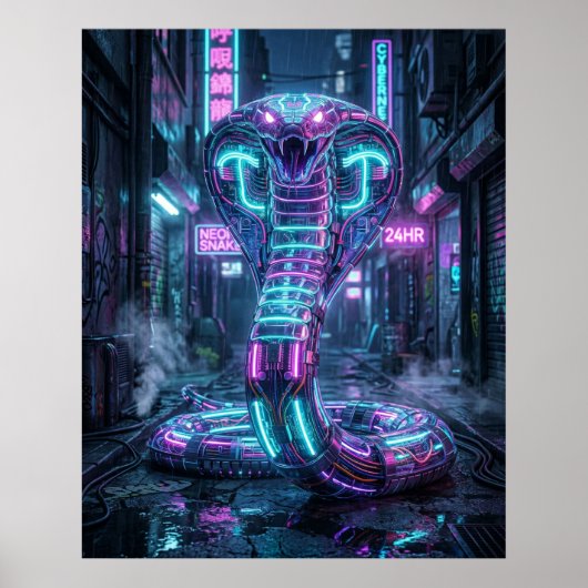 Neon Cobra Cyber Steeg Poster (Voorkant)