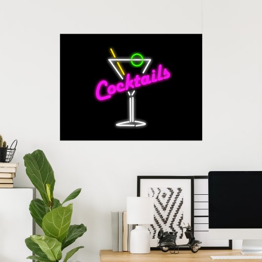 Neon Cocktail-bord Poster (Thuiskantoor)
