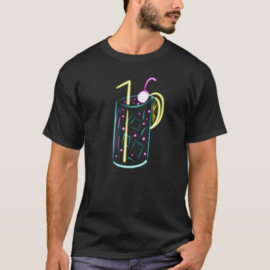 Neon Cocktail Drink Cup Mixoloog Bar T-shirt (Voorkant)