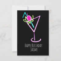 Neon Cocktail Drink Verjaardagsfeest Zwart