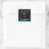 Neon Cocktail Moderne Kunst Feestje Vierkante Sticker (Tas)